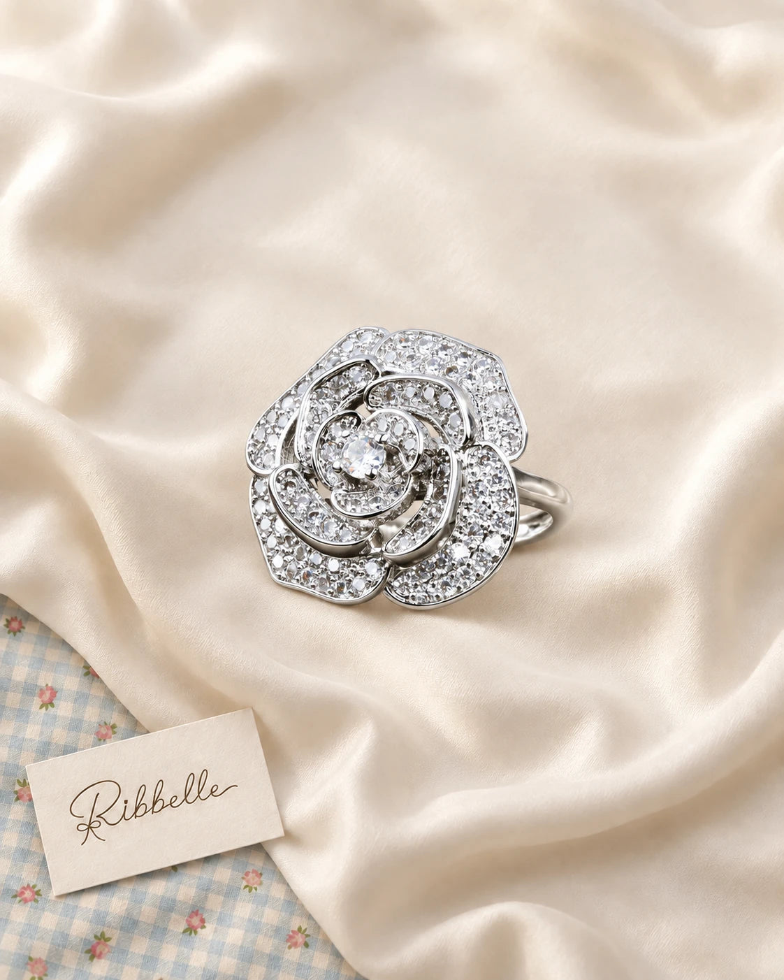 Silver Camellia Ring