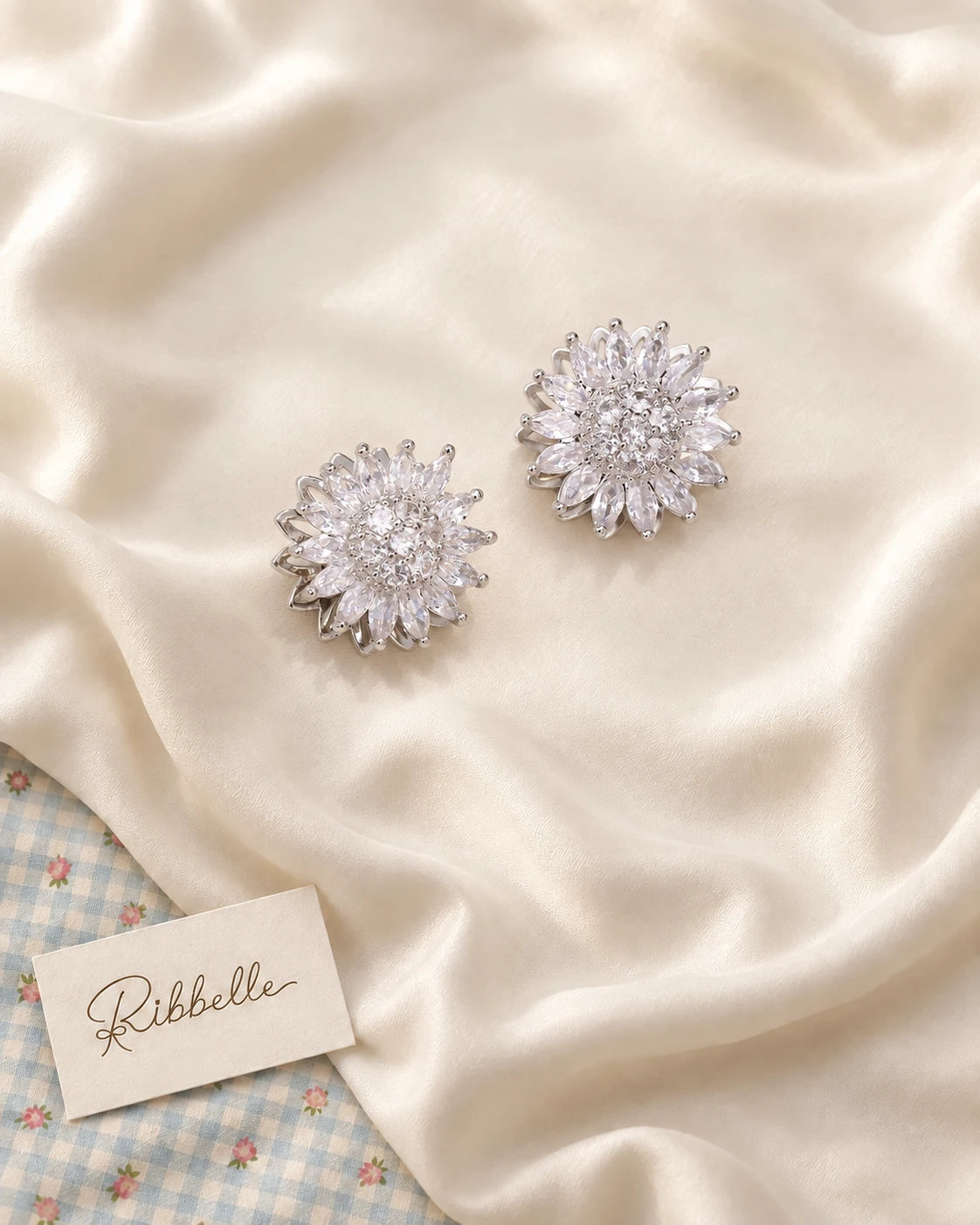 Sunflower Earrings · Silver tone