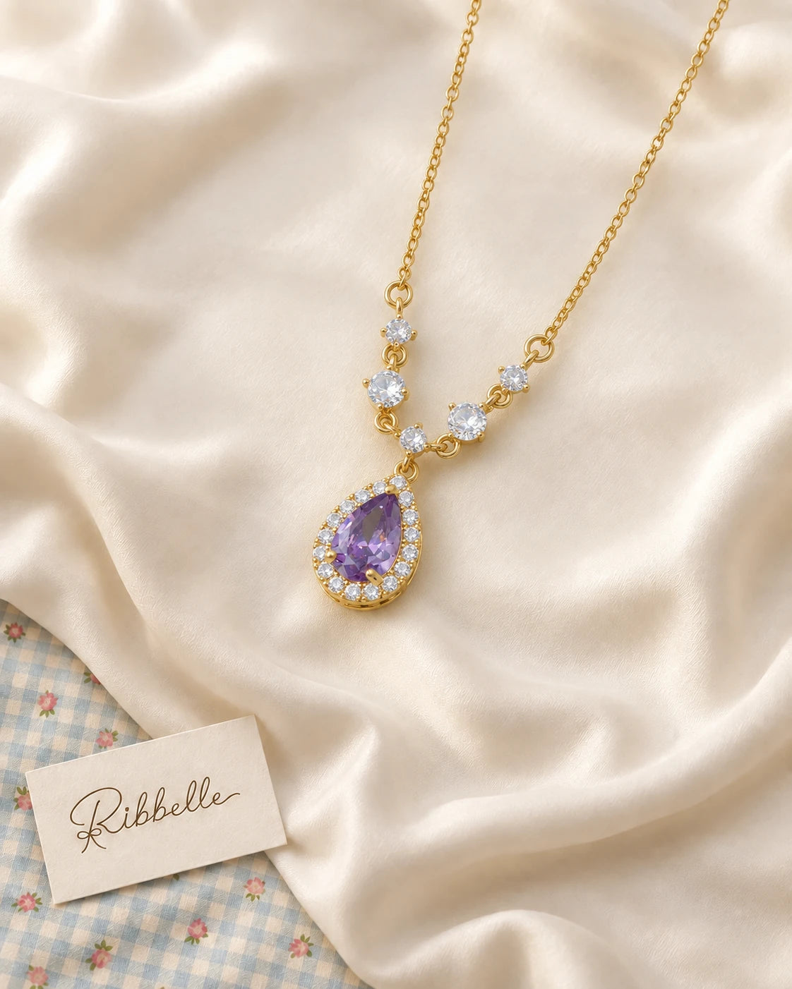 Teardrop Necklace · Purple