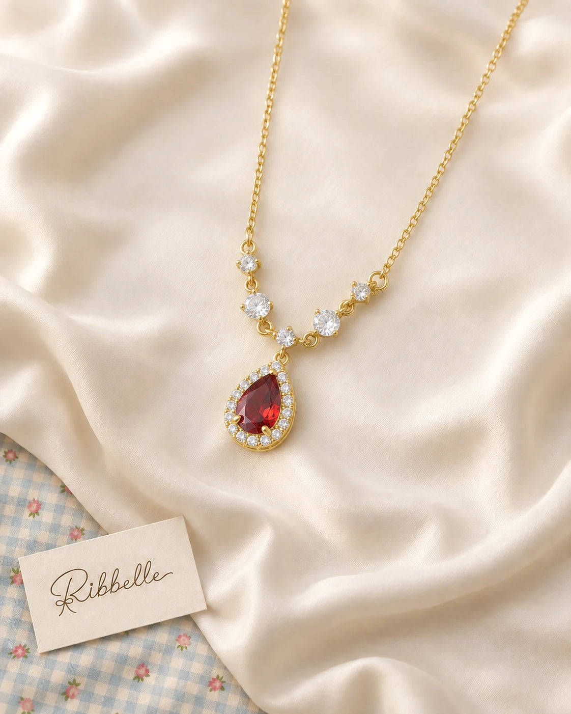 Teardrop Necklace · Red
