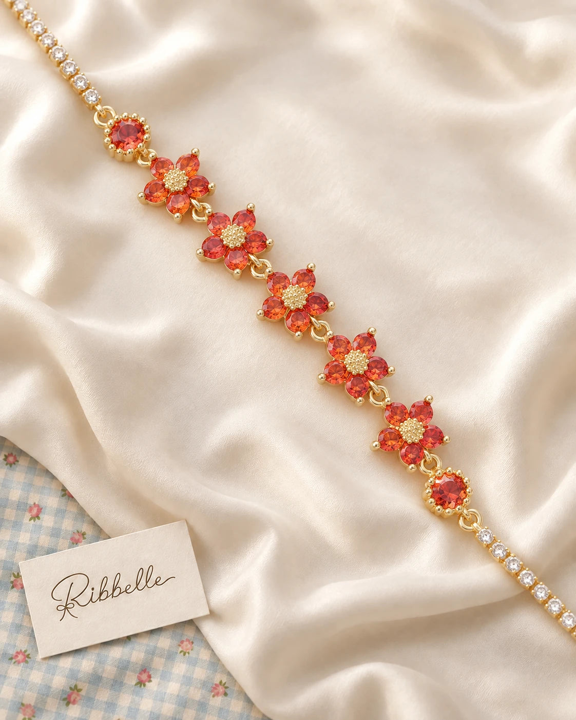 Vintage Flower Bracelet · Red