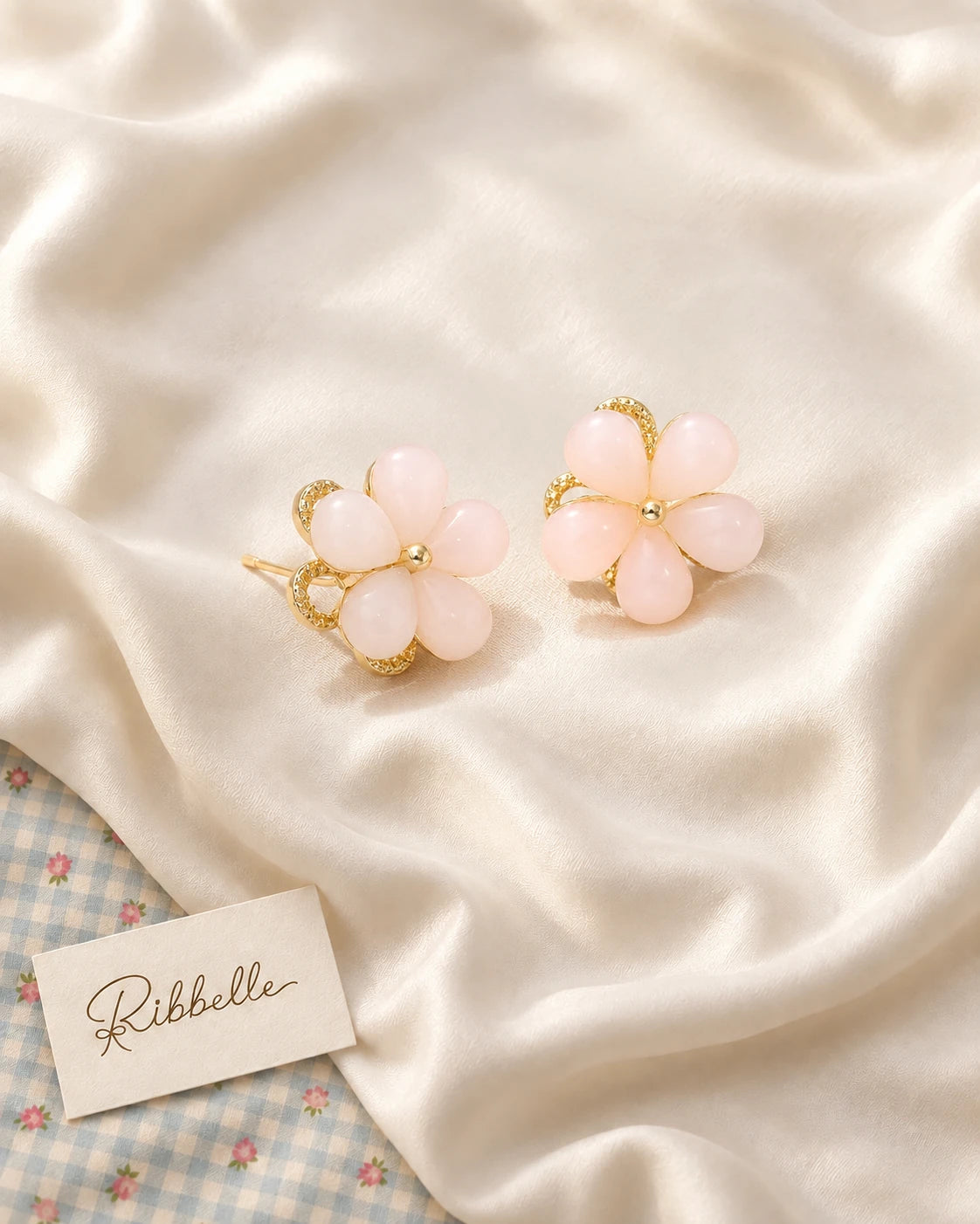 Pink Floral Earrings — Earrings