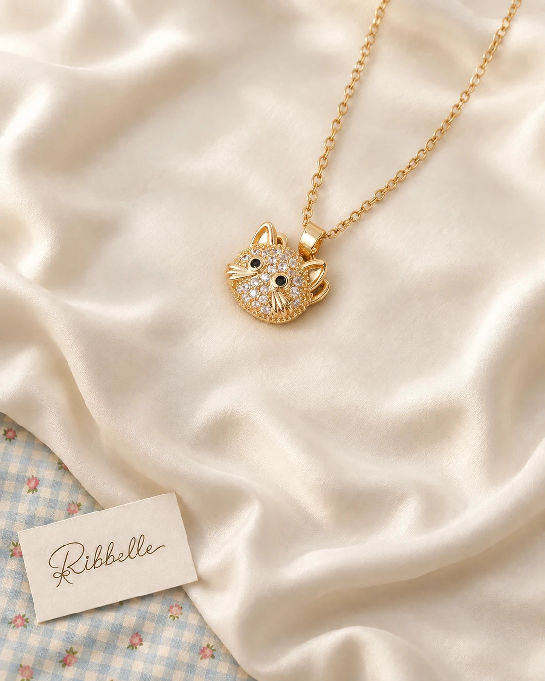 Cat Necklace · Gold tone