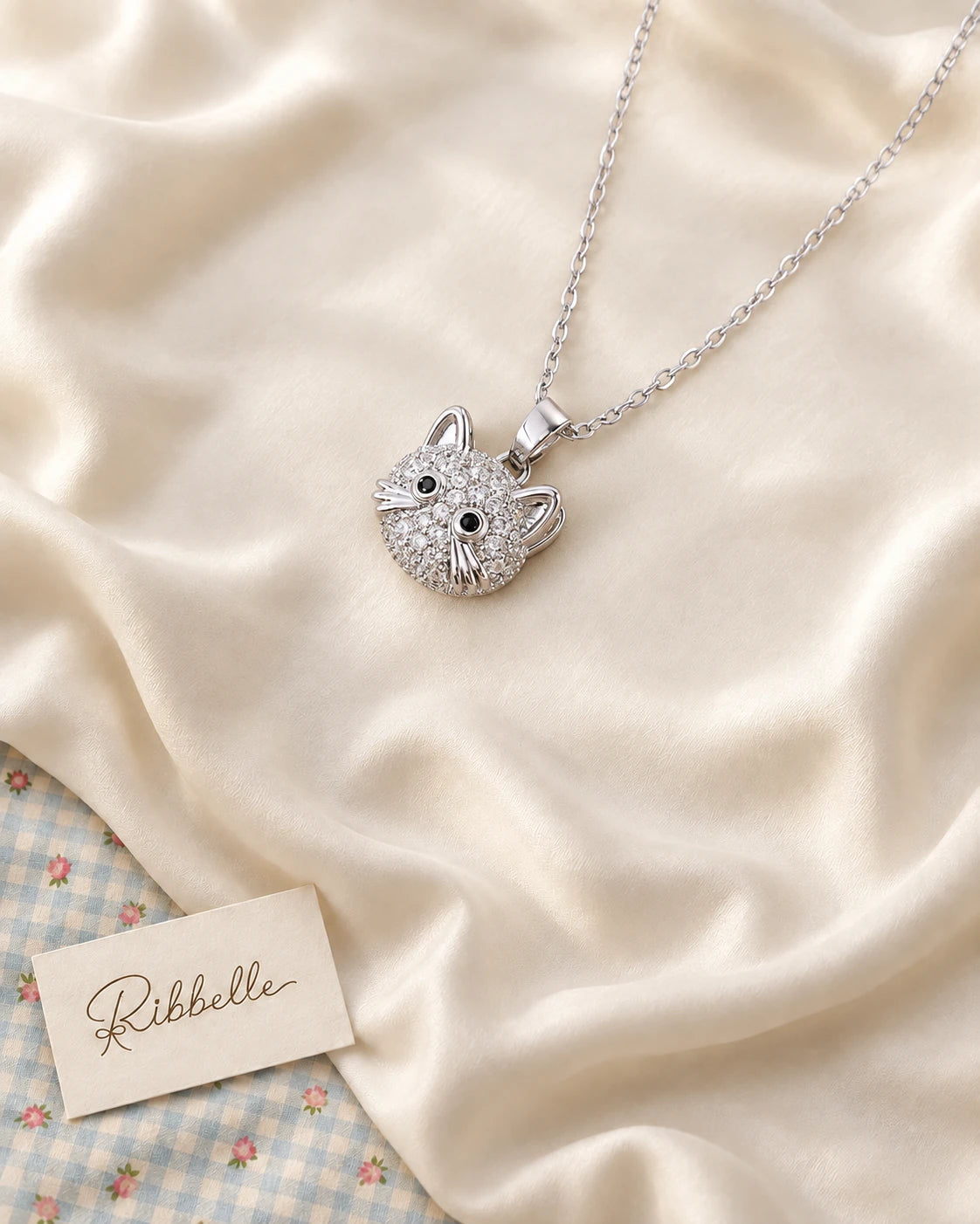 Cat Necklace · Silver tone