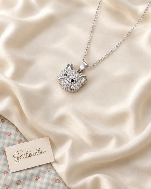 Cat Necklace · Silver tone