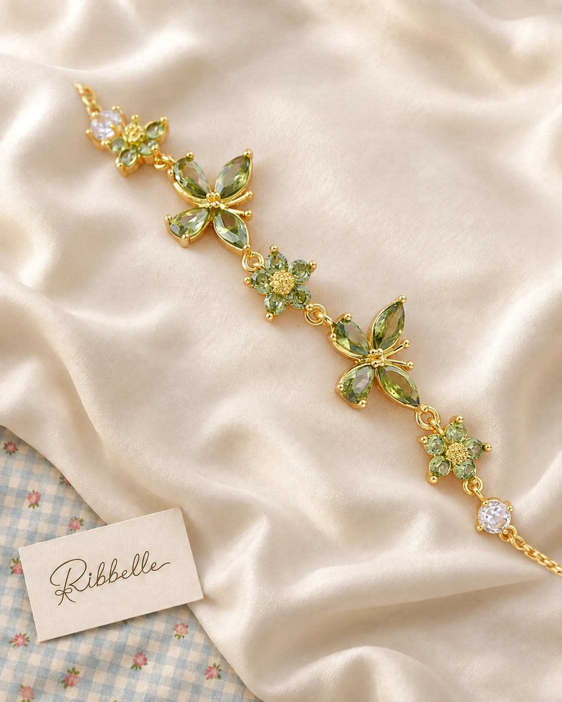 Dainty Butterfly Bracelet · Green