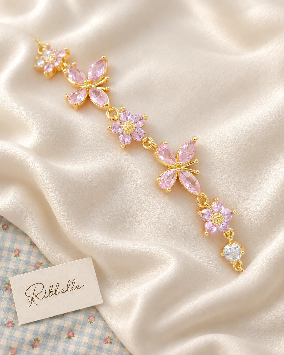 Dainty Butterfly Bracelet · Pink