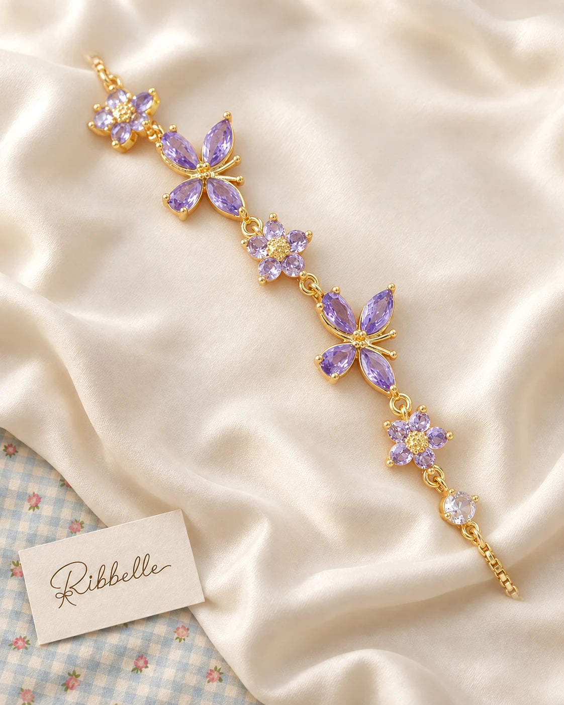 Dainty Butterfly Bracelet · Purple