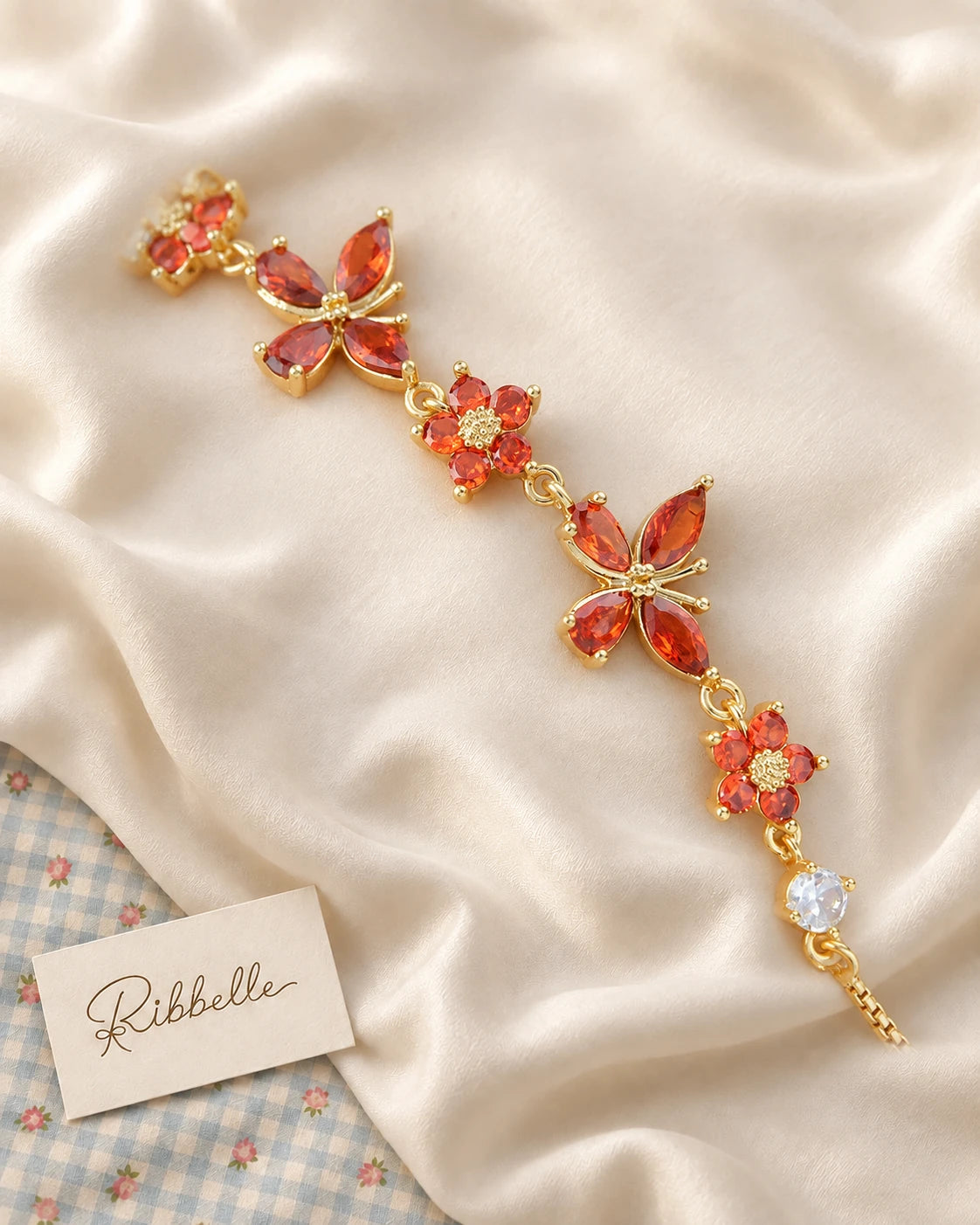 Dainty Butterfly Bracelet · Red