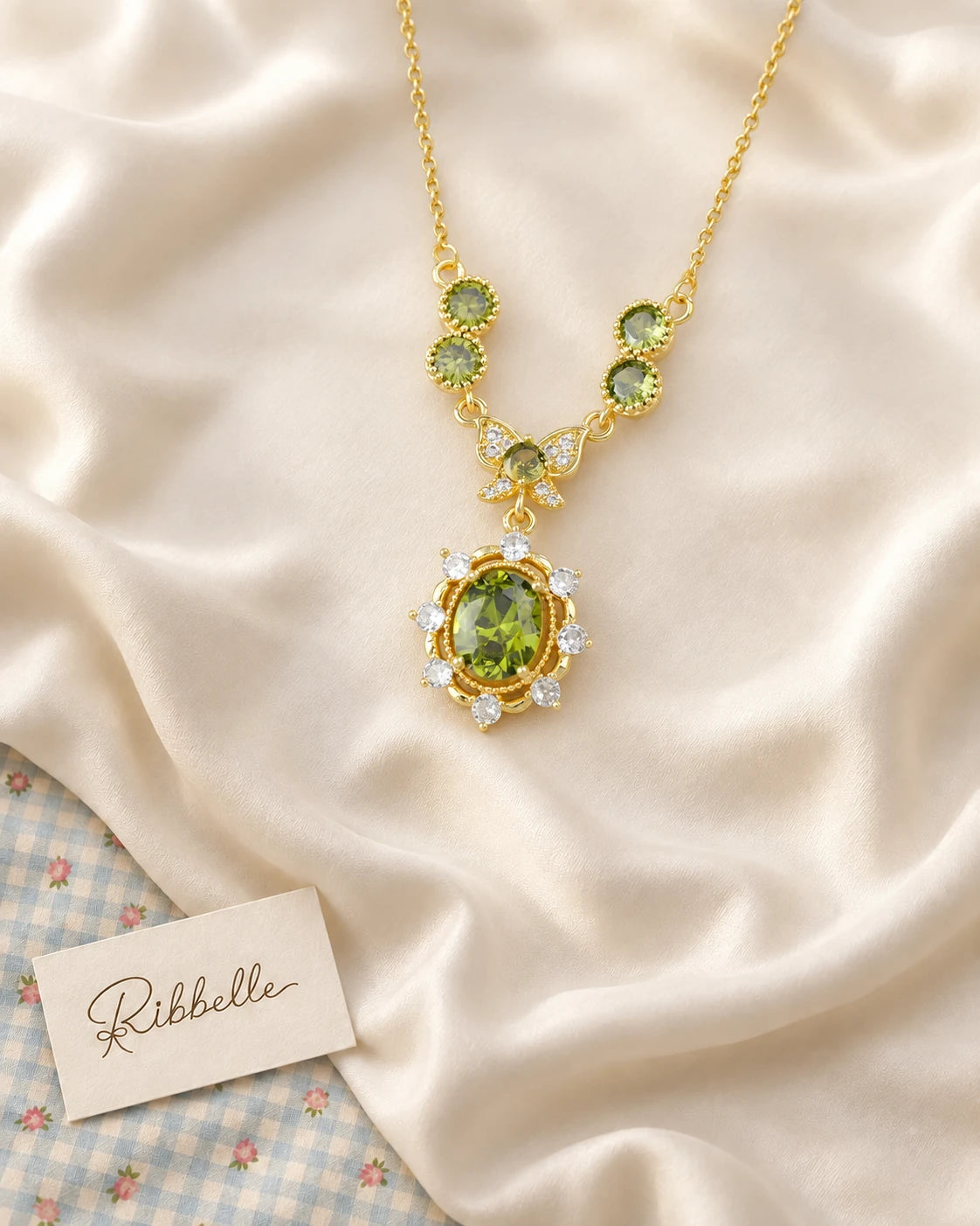 Olive Butterfly Necklace