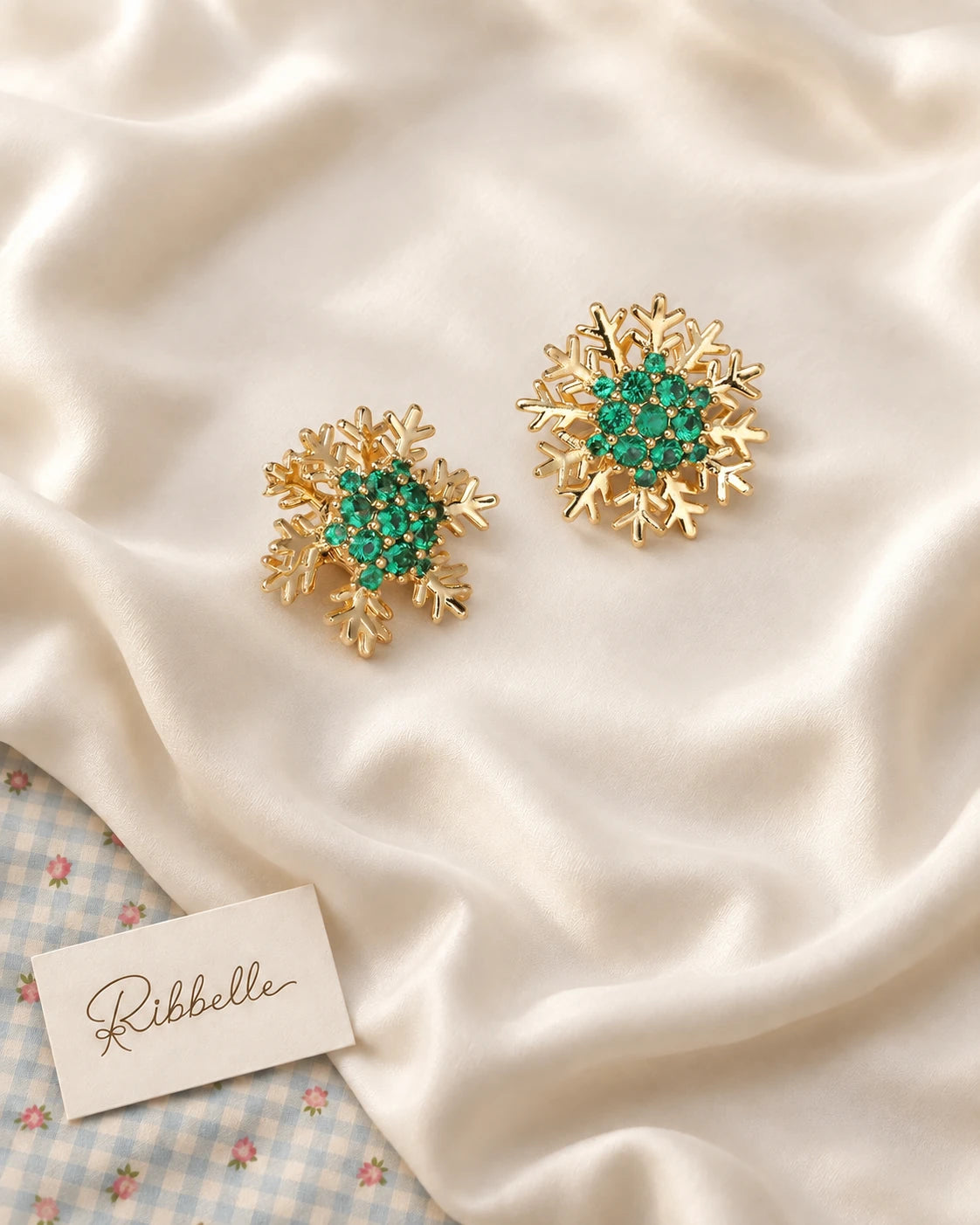 Green Snowflake Earrings
