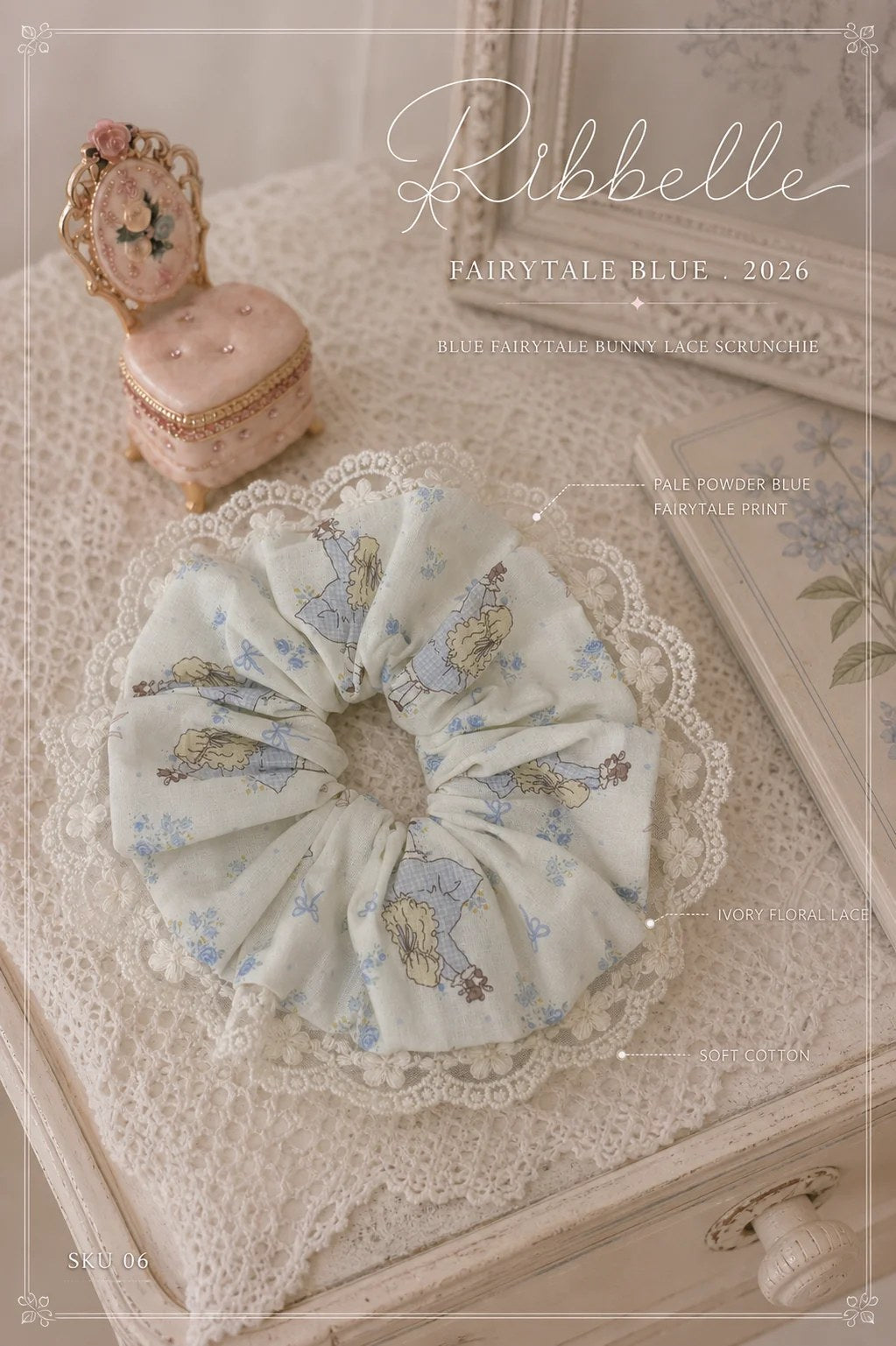 Fairytale Blue lace scrunchie