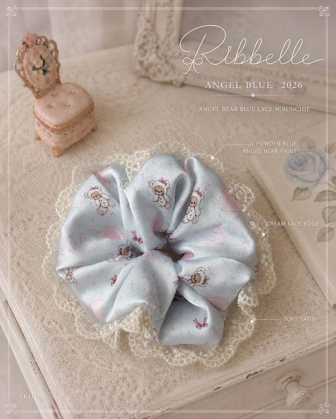 Angel Blue lace scrunchie