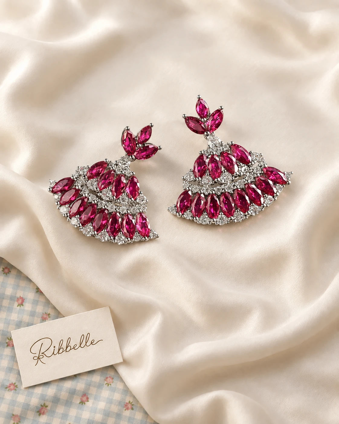 Magenta Fan Earrings