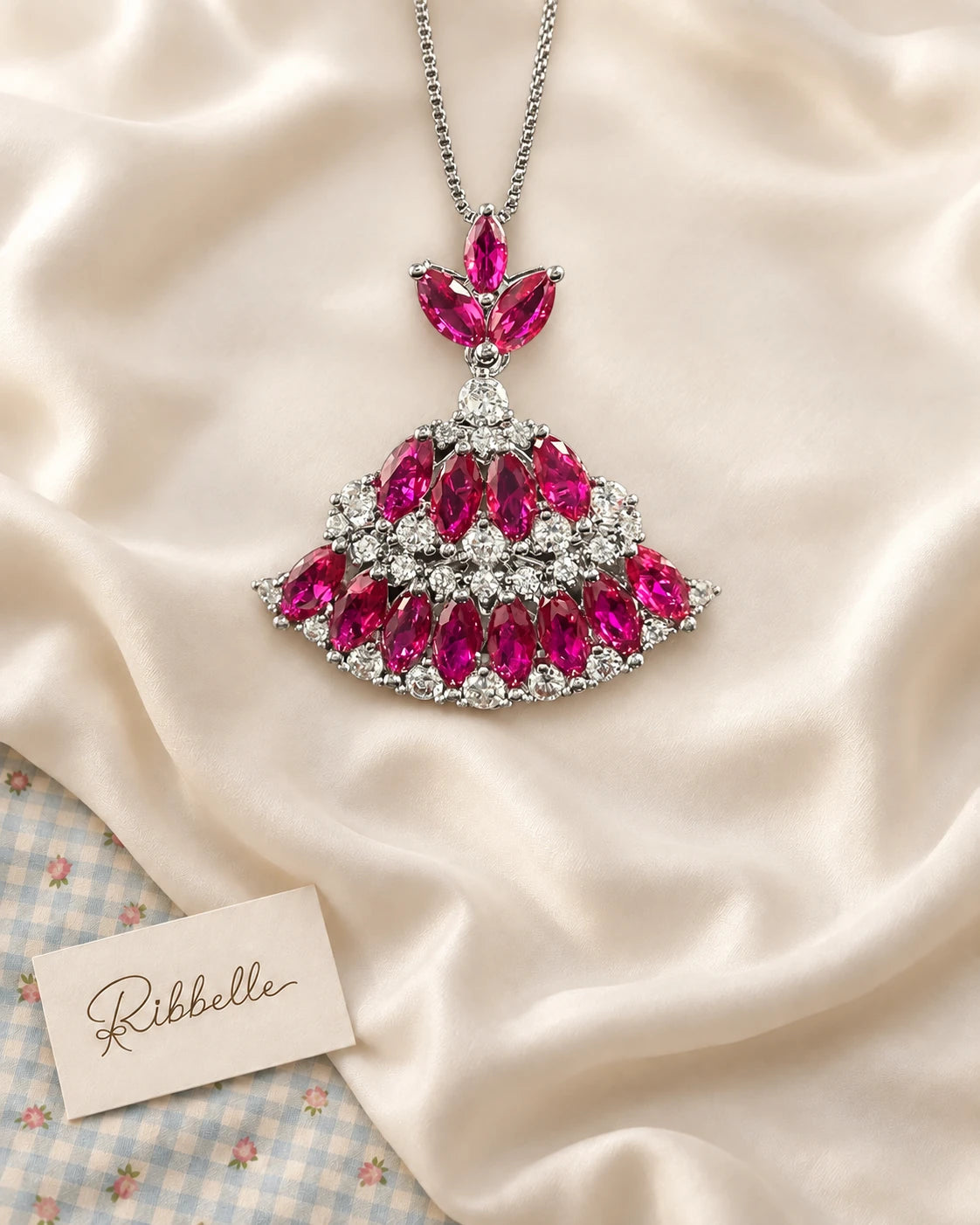Magenta Fan Necklace