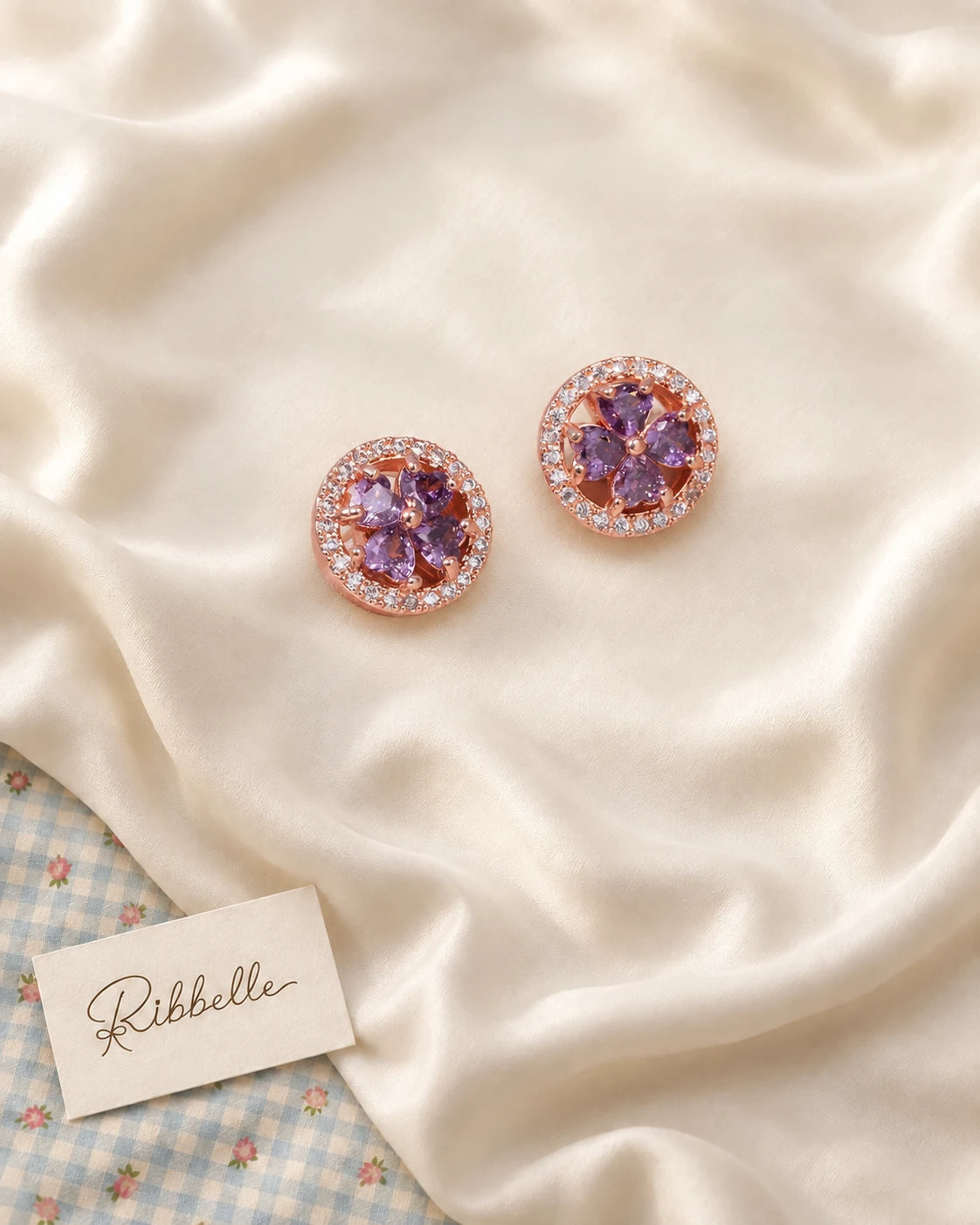 Purple Floral Earrings