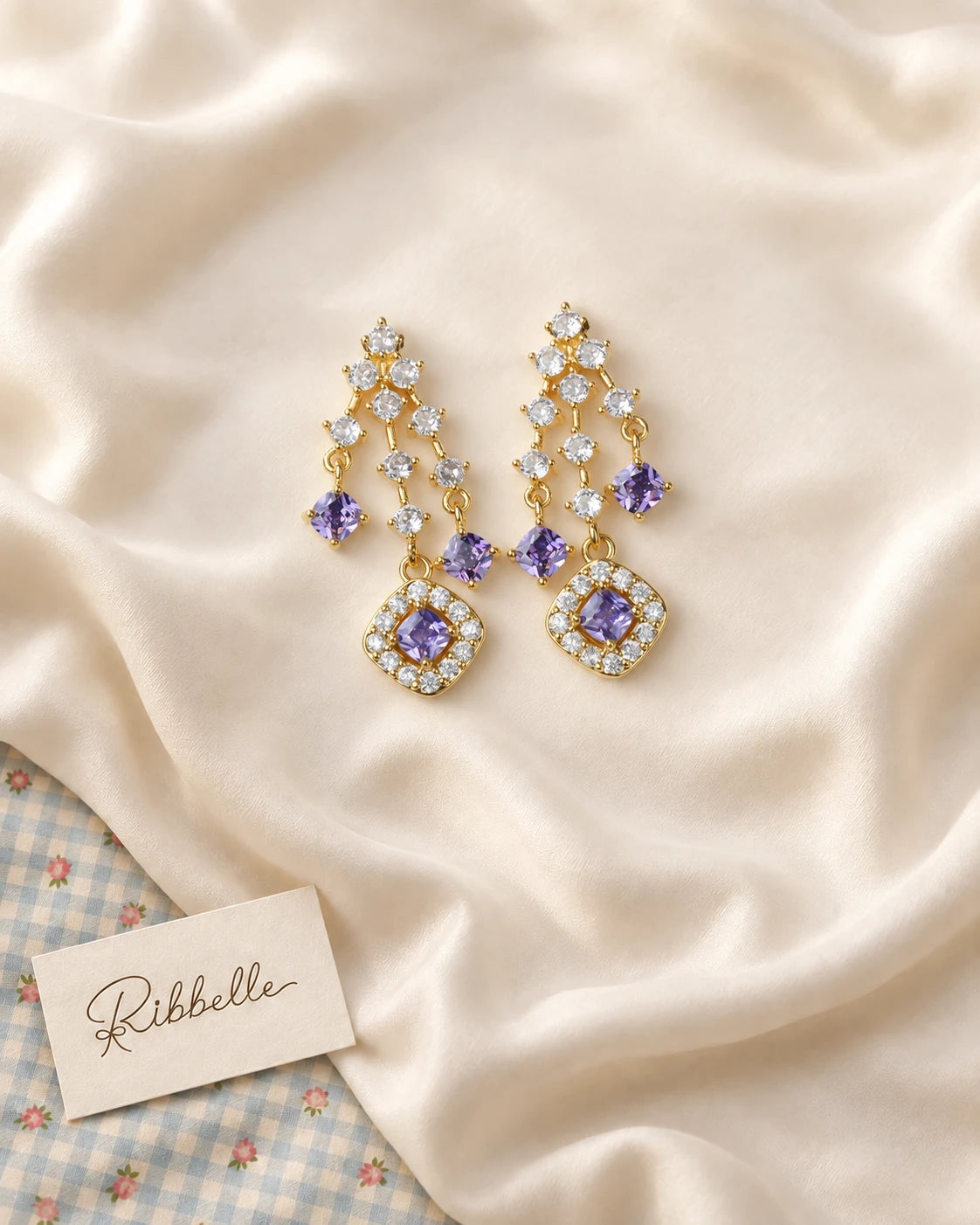 Purple Square Earrings