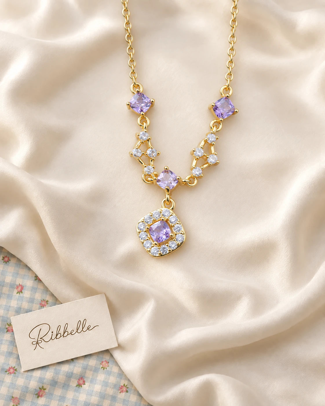 Purple Square Necklace