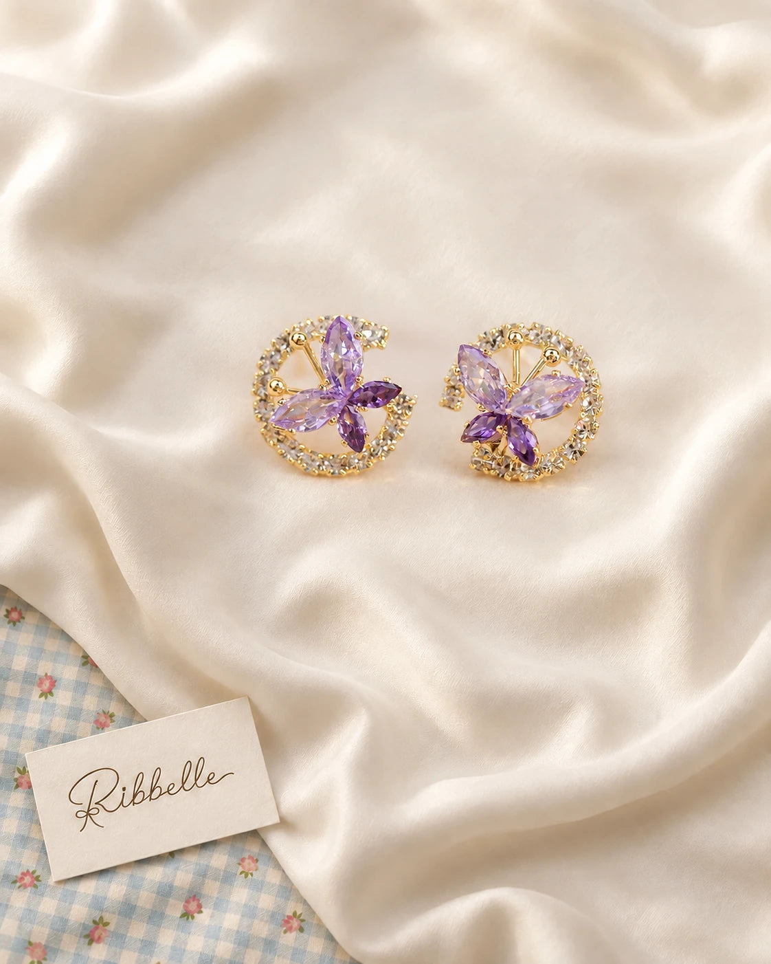 Purple Butterfly Stud Earrings