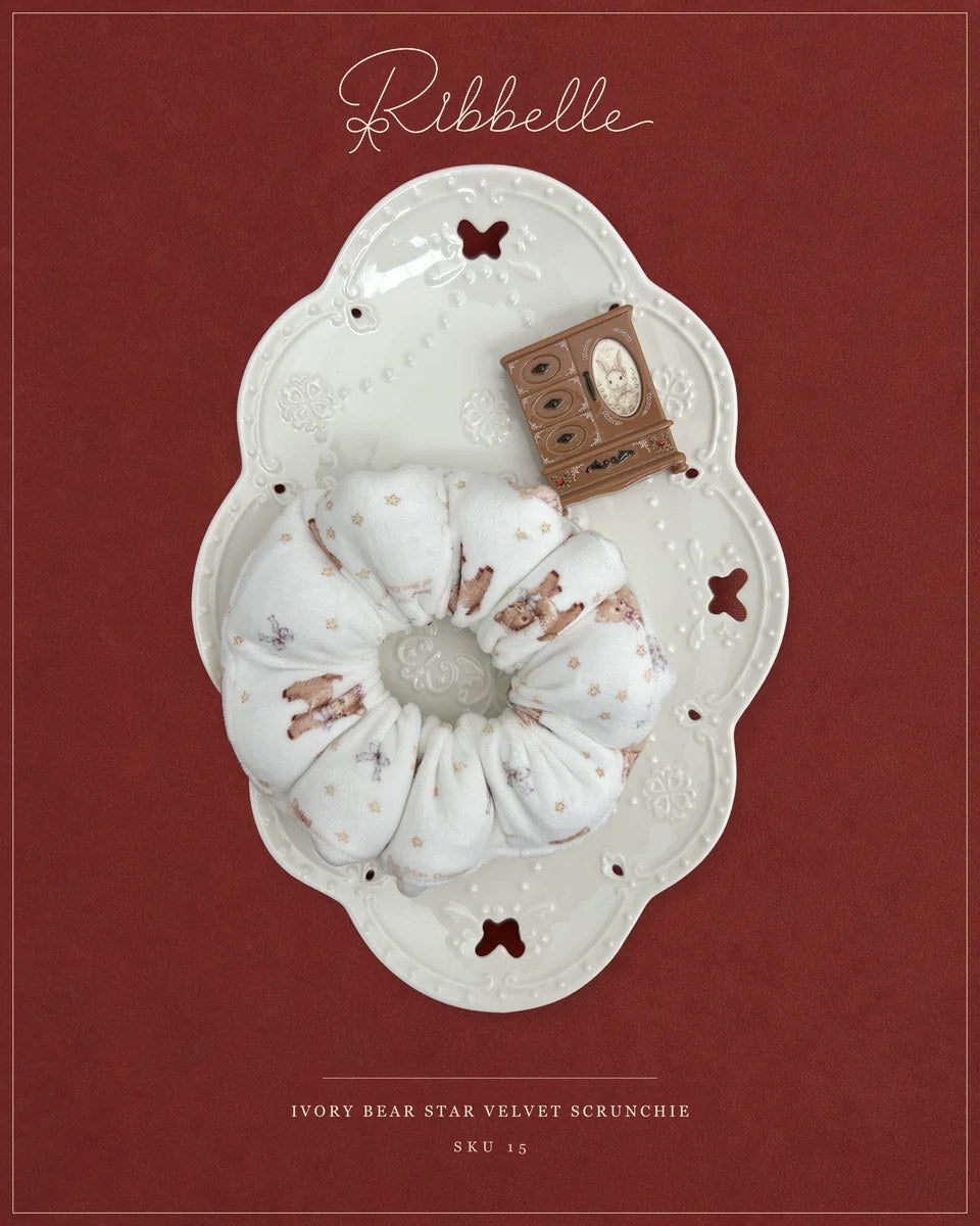 Ivory Bear Star plush scrunchie