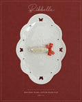 Red Bow Pearl Letter hair clip
