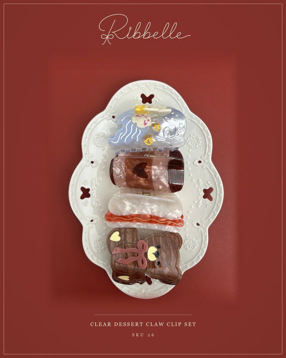 Clear Dessert claw clip set · set of 4